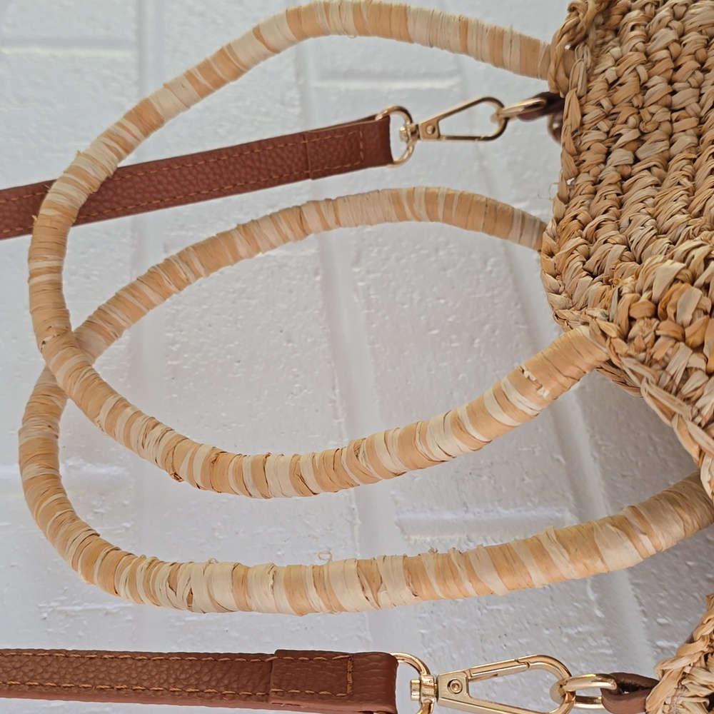 LAGGO Rio Sand Straw Handbag Crossbody Bag Natural - Picture 5 of 10